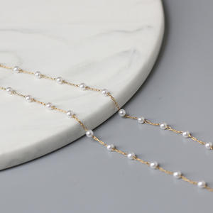 Collier Fait Main en Acier Inoxydable Plaqué Or 18K avec Chaîne de Perles Rondes, Bijou de Mariage pour Femme - Product Image 5