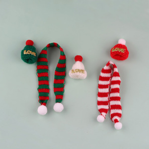 Écharpe et bonnet en laine tricotée gaufrée pour mini-poupée, accessoire de Noël, décoration DIY pour bouteille de vin, tissu doux, lavage à la main uniquement - Product Image 4
