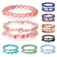 Ensemble de 3 bracelets en pierres naturelles de 8 mm, unisexes, perles rondes, empilables, pour un usage quotidien, cadeau de vacances