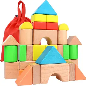 72 قطعة من ألعاب تطوير تصنيف البناء من الخشب الصلب الطبيعي ، ألعاب خشبية ، لبنات بناء للأطفال