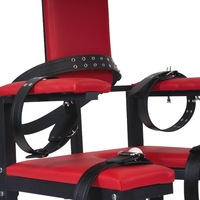 Chaise BDSM d'entraînement, de contrainte et de bondage, accessoire de punition, avec menottes et support pour baguette AV, pour la domination et le jeu de rôle de souveraine
