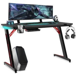 2024 hot good supplier computer desk Carbon Fiber Home Office Desk Table Gamer Workstation Simple Game Table with Headphone Hook