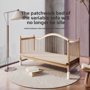 Cama empalmada para niños de madera maciza de altura ajustable 2025, abrigo <span class=keywords><strong>convertible</strong></span> para cabecera de bebé, <span class=keywords><strong>cuna</strong></span> - Product Image 2