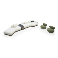 Ensemble de canapés d'angle modulaires en tissu de luxe moderne avec console, meubles pour salons et appartements