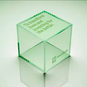 Angepasst mini fluoreszierende grün acryl cube display box