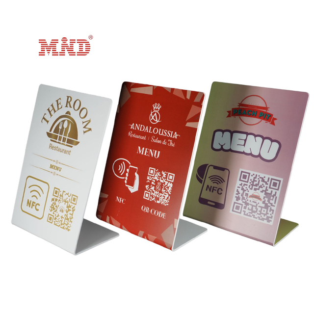 13.56mhz Nfc Pvc Stand Qr Code Table Display google Review Nfc Stand