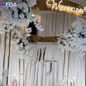 LEDA Wedding Furniture Stainless Steel Decoration Luxury Golden Mirror Wedding Arch Background - Product Image 4