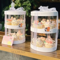 Haute qualité tasse gâteau boîte Double couche Transparent papier tasse gâteau emballage boîte Dessert emballage boîte