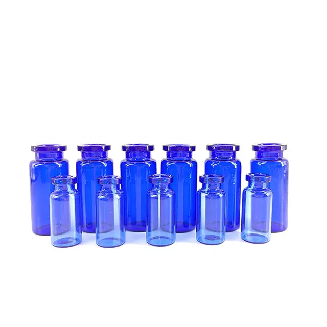 Kunden spezifische hochwertige blaue kleine Glasflasche Mini 3ml 8ml 10ml leere Durchs tech flasche zur Injektion