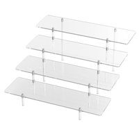 Présentoir à 4 niveaux en acrylique transparent, organisateur de bureau multifonctionnel de 12 pouces pour parfums, cosmétiques, présentoir à cupcakes