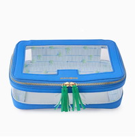 Sac de rangement de luxe moderne pour Mahjong, imperméable, pliable, transparent en PVC, style américain, avec fermeture éclair et poignée à franges, multicolore