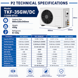 Aire Acondicionado 100% Solar de 9000, 12000, 18000, 24000 Btu, 48v, Sistema Puro para Uso Residencial y Comercial Tkf-26-72gw/dc - Product Image 5
