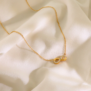 <span class=keywords><strong>Collier</strong></span> en acier inoxydable tendance, zircon, plaqué or 18 carats, pendentif symbole <span class=keywords><strong>infini</strong></span>, colliers pour femmes, accessoires quotidiens - Product Image 4