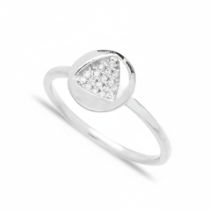 Minimalist Triangle Design <b>CZ</b> Stone Round Shape Rhodium Plated Wholesale Handcrafted 925 Sterling Silver Jewelry <b>Ring</b> - Product Image 2