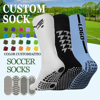 Chaussettes de football en coton personnalisées de haute qualité pour hommes, chaussettes de sport antidérapantes avec grip, design personnalisé pour l'entraînement au football