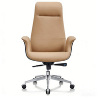 Chaise de bureau de direction en cuir italien de luxe, chaise de direction en cuir de vachette avec fonction d'inclinaison, bureau d'étude pour ordinateurs.