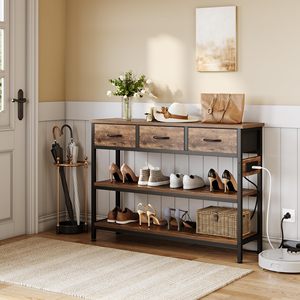 Table console moderne en bois SENYU avec 3 tiroirs pour l'arrière du canapé, idéale pour le salon, l'entrée et le rangement dans le couloir - Product Image 6