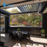 Pergola motorisée rétractable en aluminium robuste Sweet Home, résistante au vent et aux charges de neige, avec éclairage LED pour l'extérieur