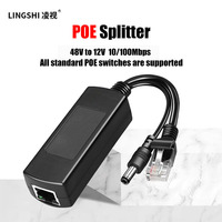 Splitter Injector PoE 48V ke 12V 100mbps, Pemisah PoE DC Daya Tinggi untuk Kamera Non POE