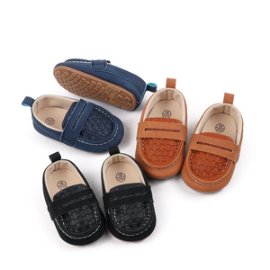 Mocassins à semelle souple pour bébés garçons - Mocassins en cuir PU antidérapants avec sangle tressée, chaussures de marche légères pour tout-petits - Product Image 1