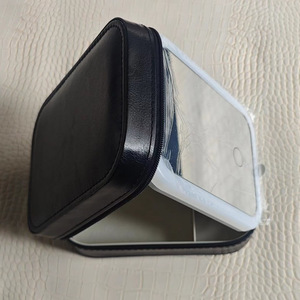 Women's Portable Leather Makeup Bag with <b>Mirror</b> Cosmetic Storage for <b>Small</b> Lipstick Brush Wireless Makeup Box with Light - Product Image 6