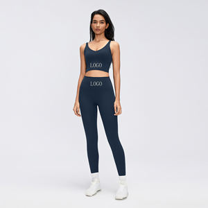 Ensemble de vêtements de sport pour femmes, soutien-gorge de sport à maintien élevé, leggings taille haute, 2 pièces, respirant, en spandex/nylon, motif uni, pour le <span class=keywords><strong>yoga</strong></span> - Product Image 1
