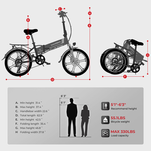 해외 창고 시티 전기 자전거 48V 250W 20인치 접이식 전기 자전거 기계식 디스크 브레이크 SAMEBIKE 접이식 전기 자전거 - Product Image 4