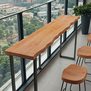 Table <span class=keywords><strong>de</strong></span> bar murale en <span class=keywords><strong>bois</strong></span> <span class=keywords><strong>de</strong></span> frêne massif pour balcon ensemble <span class=keywords><strong>de</strong></span> chaises hautes modernes en fer long pour bar à la maison magasin <span class=keywords><strong>de</strong></span> thé au lait pour le salon - Product Image 6
