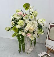 Nouvelle Composition Florale Personnalisée RK359 pour Mariage, Boule de Fleurs Vertes et Roses, Centre de Table Fait Main, Rangées de Roses Artificielles au Sol