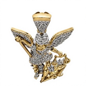 Gold Plated <b>Angel</b> Demon Pendant Necklace Micro Pave Zircon Hip Hop Brass <b>Charm</b> Unisex Gift Jewelry - Product Image 3