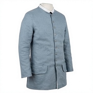 Manteau en laine pour homme, simple boutonnage, longueur standard, uniforme historique, vêtement d'extérieur - Product Image 4