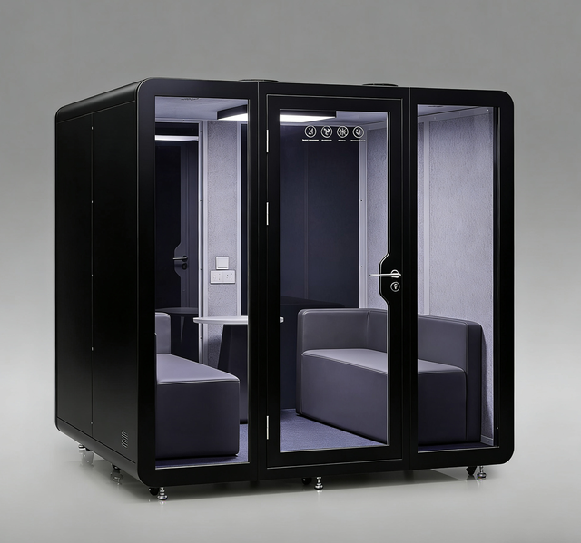 Modern Soundproof Modular Acoustic Room Metal+Tempered Glass for Hotels Warehouses Recording Studios Construction