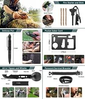 Kit de survie d'urgence personnalisé à marque privée pour 2-3 personnes, avec fer à allumer, bâton de feu, sac de survie et sac bandoulière