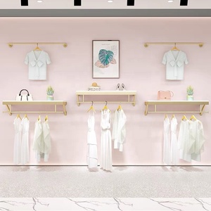 <span class=keywords><strong>Magasin</strong></span> de vêtements pour enfants, étagère à vêtements pour bébé en or brillant, gain de place, présentoir mural pour vêtements pour enfants - Product Image 5