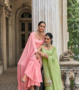 Costume Sharara en fausse Georgette non cousu de qualité pour filles, vêtements de fête parfaits disponibles à un prix abordable - Product Image 2