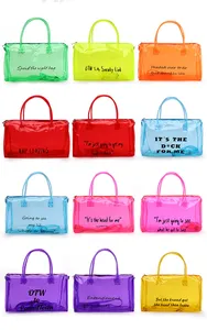 Women Eco-Friendly Spend Da Night Bag Transparent Waterproof Durable Pvc Holographic Jelly Overnight Duffel Travel Bag