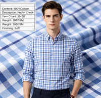 Tissu tissé de haute qualité en coton 100% teint en fil, à carreaux gingham bleu clair, pour chemises, blouses et robes pour hommes, filles et garçons, vente en gros sur mesure