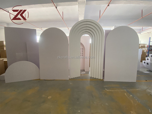 Decoración de Fondo para Ceremonia de Compromiso ZKAI, Panel de Acrílico con Diseño de Ondas, Set de Arcos y Soportes para Pastel, para Bodas y Fiestas - Product Image 5