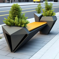 Pot de fleurs personnalisé en résine de fibre de verre, statue de jardin d'extérieur, chaise avec pot 2 en 1, sculpture de parc, fabricant professionnel