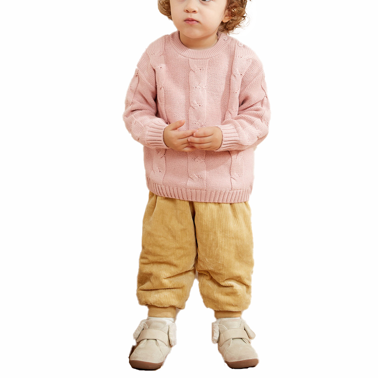 Лидер продаж; Детский Розовый Теплый вязаный свитер с вырезом лодочкой для девочек