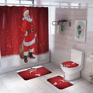 Bán Sỉ Bộ Rèm Tắm Cho Phòng Tắm, Bộ Rèm Phòng Tắm 4 Món, Bộ Rèm Tắm Trang Trí Nhà Cửa Giáng Sinh