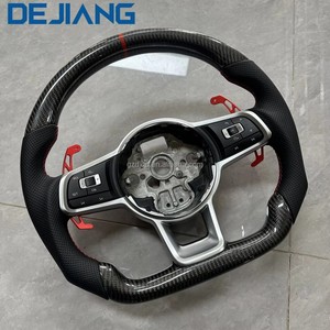 Volant en cuir et fibre de carbone fourni par l'usine pour accessoires Volkswagen VW <span class=keywords><strong>Golf</strong></span> <span class=keywords><strong>5</strong></span> 6 <span class=keywords><strong>GTI</strong></span> MK6/MK7/MK8 B8 avec palettes de changement de vitesse rouges - Product Image 3