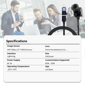 1MP 720P HD Android PC Mini uusb, <span class=keywords><strong>กล้อง</strong></span>วิดีโอรักษาความปลอดภัย OTG Lightning <span class=keywords><strong>กล้อง</strong></span>เว็บแคมพร้อมเลนส์3.6มม. ไม่มีการบิดเบือน - Product Image 4