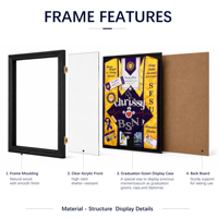 Vitrine en acrylique verrouillable, boîte à effets de lumière, vitrine pour maillot, cadre mural personnalisé pour diplôme, cadeau de remise de diplôme, décoration intérieure
