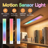 Lampe LED adhésive à piles à changement de couleur avec détecteur de mouvement pour armoire et placard