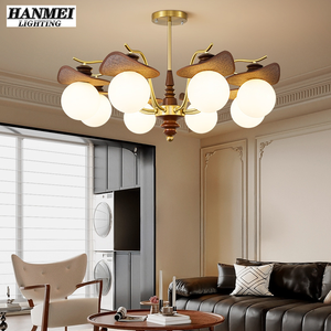 Plafonnier LED vintage de style français, lampe de chevet haut de gamme pour chambre principale, lampe de style japonais rétro pour restaurant, bois et fer - Product Image 2
