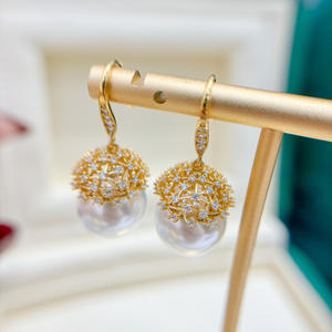 Anneau d'oreille en argent S925 avec perle ronde de 14-16 mm, accessoires de perles DIY, type cache-cernes 2226 - Product Image 3