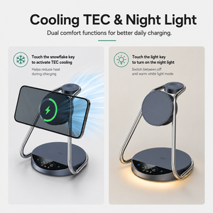 Support de chargeur sans fil magnétique 3-en-1 QI2.2 25W avec lumière de nuit <span class=keywords><strong>TEC</strong></span> rafraîchissante pour téléphone, Apple Watch, Samsung Watch et écouteurs - Product Image 5