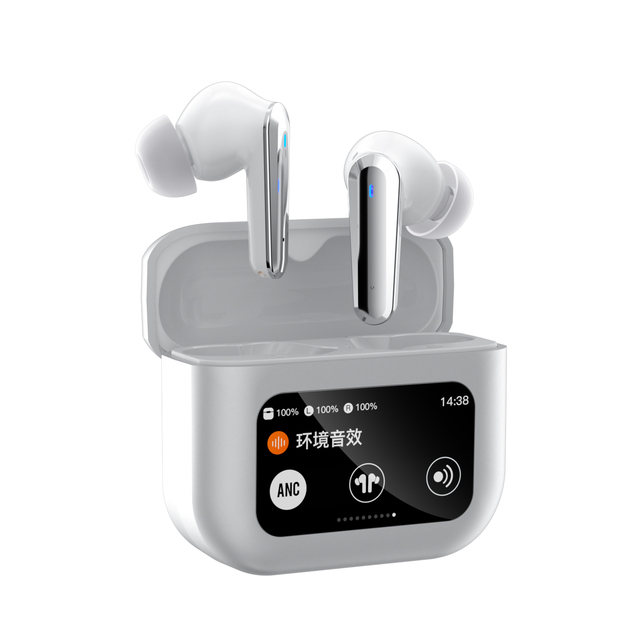 IPX5 Waterproof Wireless Blue Tooth Earbuds, 80H Playtime Over Ear ANC Headphones with Touch Screen Display Charging Case