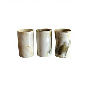 Juego de Vasos de Cerámica Modernos y Lujosos con Diseño Marmoleado, Tres Piezas, Color Blanco y Marrón Tierra, Material Ecológico y Orgánico, HASAN CRAFT - Product Image 1